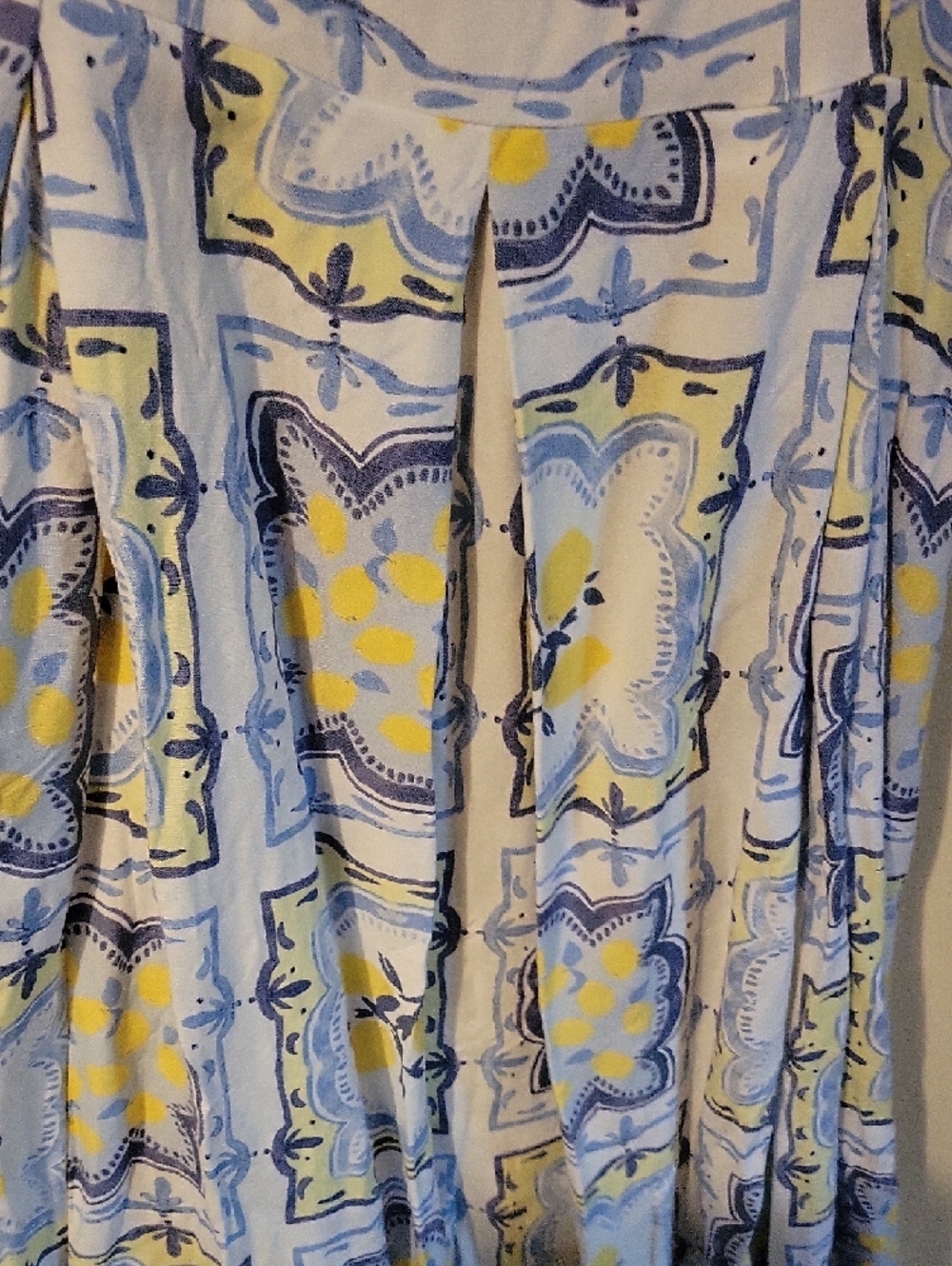 LOFT Light Blue and Yellow Tile-Print Spaghetti-Strap Maxi Dress - Picture 3 of 9